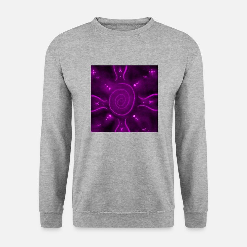 SONNIGES LILA MANDALA - Unisex Pullover - Weißgrau meliert