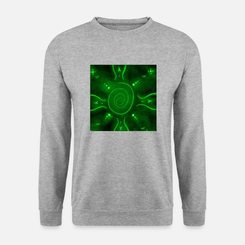 SONNIGES GRÜNES MANDALA - Unisex Pullover - Weißgrau meliert