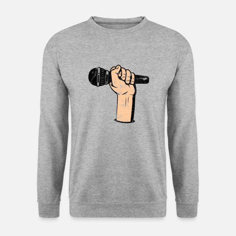 Mikrofon Retro - Unisex Pullover - Weißgrau meliert