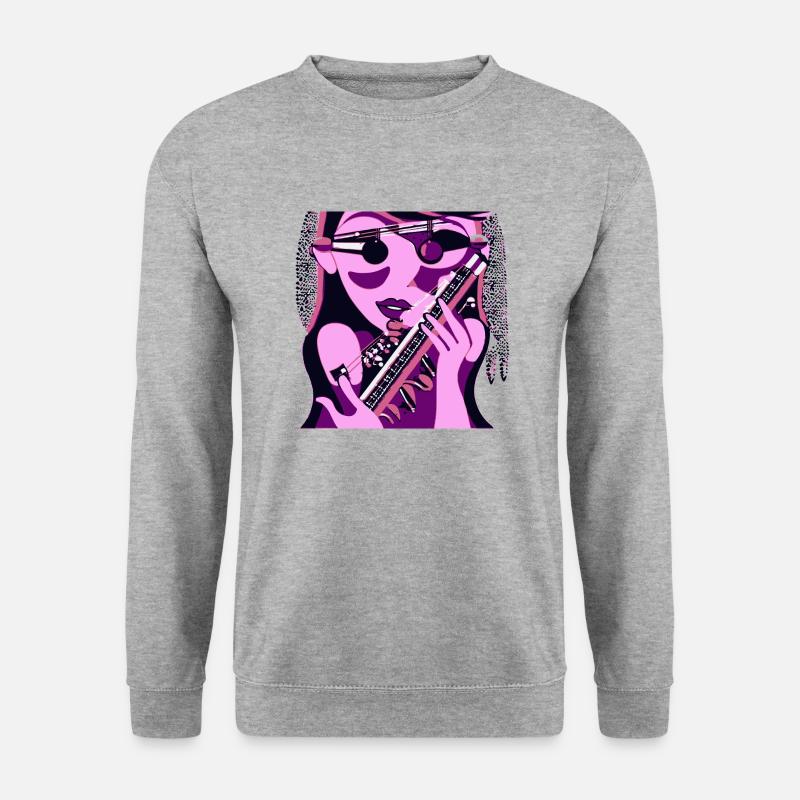 Musik-Mädchen - Unisex Pullover - Weißgrau meliert