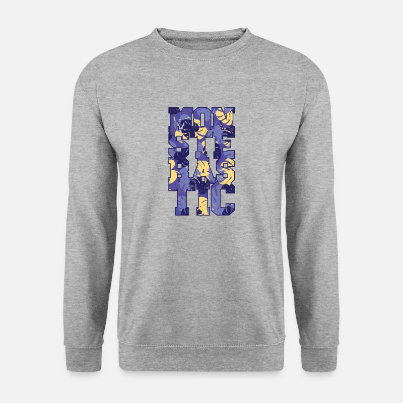 Monsterastic Monstera Pflanze - Unisex Pullover - Weißgrau meliert