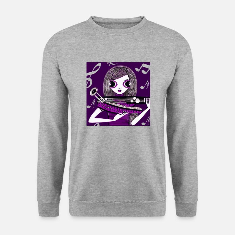 Musik-Mädchen - Unisex Pullover - Weißgrau meliert