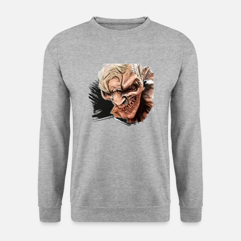 Krampus Percht Teufel 2313 - Unisex Pullover - Weißgrau meliert