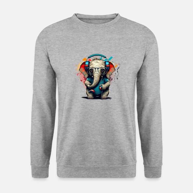 funkyphant - Unisex Pullover - Weißgrau meliert
