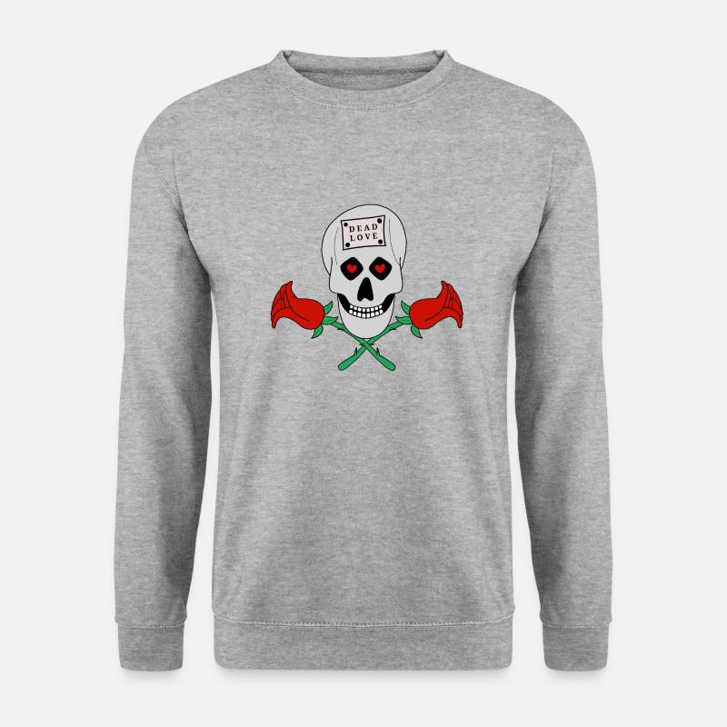 Dead Love - Totenkopf - Unisex Pullover - Weißgrau meliert