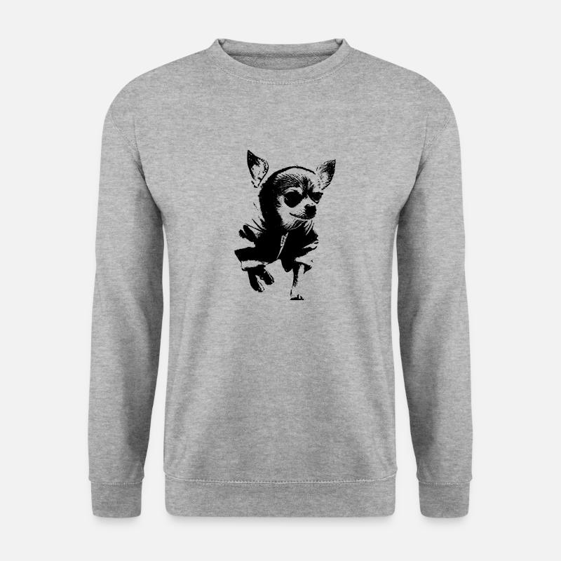 Hund mit Hoodie - Unisex Pullover - Weißgrau meliert