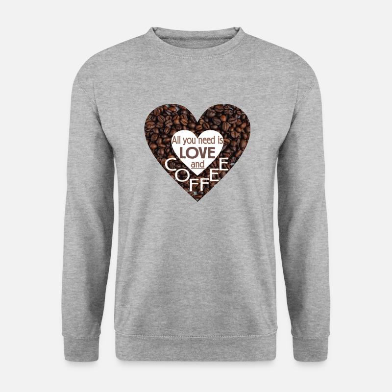 Kaffeebohnenherz - All you need - Unisex Pullover - Weißgrau meliert