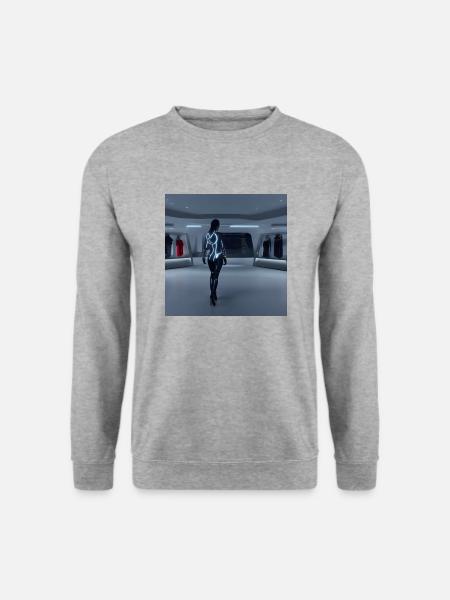 Future Woman in a Shop - Unisex Pullover - Weißgrau meliert