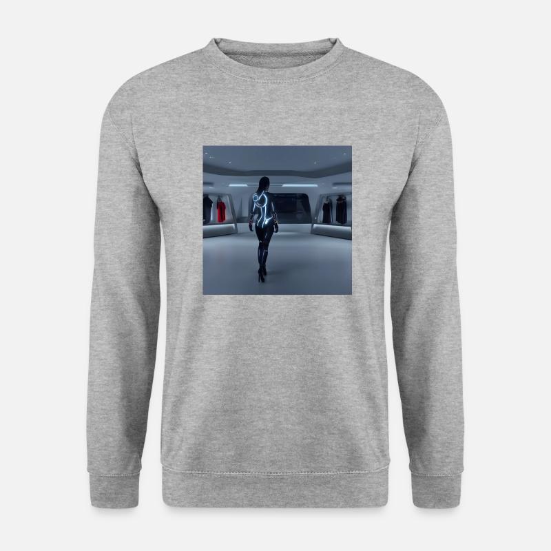 Future Woman in a Shop - Unisex Pullover - Weißgrau meliert