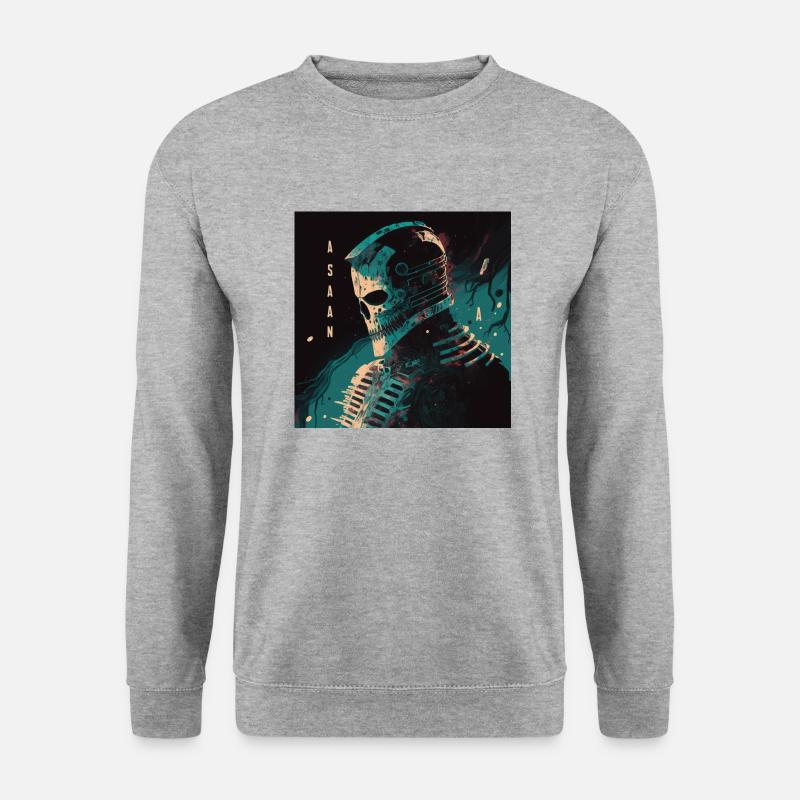 Roboterschädel - Unisex Pullover - Weißgrau meliert