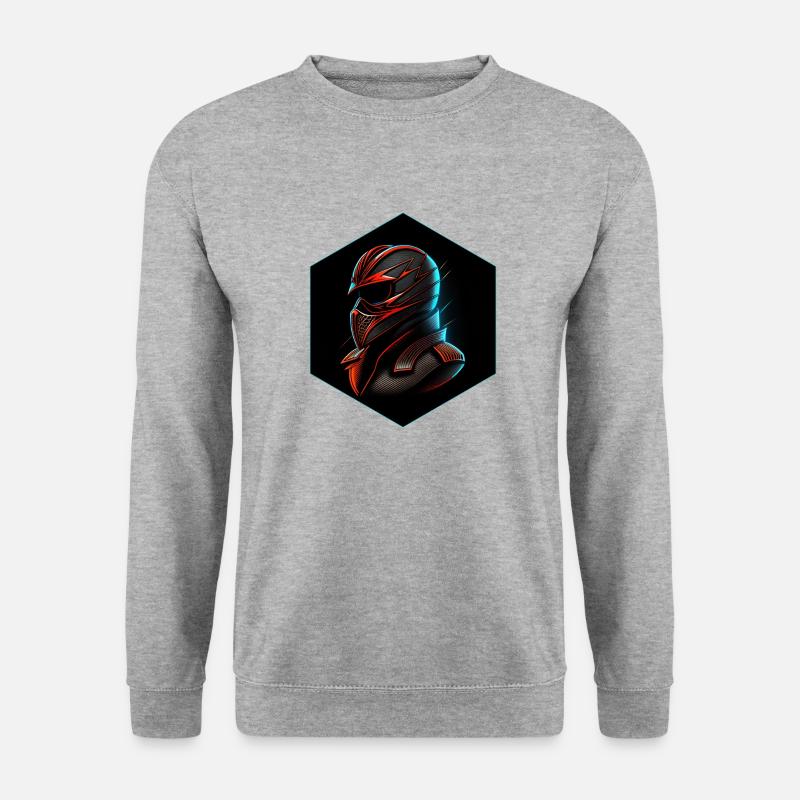 Biker Helm - Unisex Pullover - Weißgrau meliert