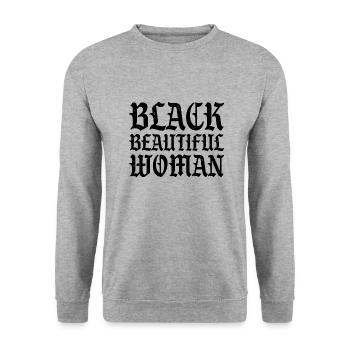 Mois de l’histoire des Noirs Belle femme noire - Sweat-shirt Unisexe - gris chiné - Devant - Alina (178cm) & Michal (187cm)