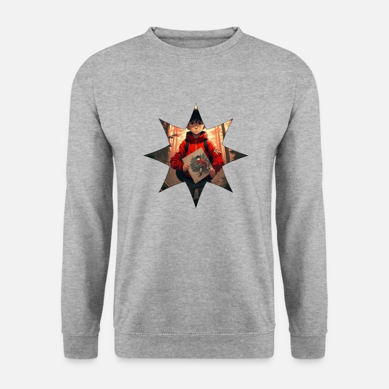 Manga-Stern-Design - Unisex Pullover - Weißgrau meliert