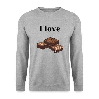 I love Brownies. - Unisex Pullover - Weißgrau meliert - Vorne - Alina (178cm) & Michal (187cm)