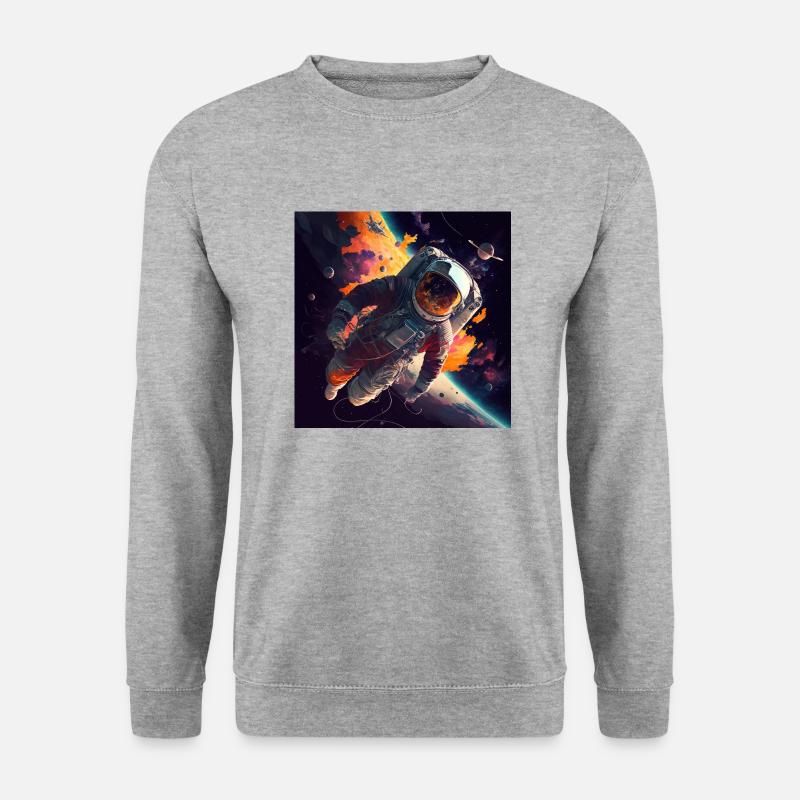 Fliegender Astronaut - Unisex Pullover - Weißgrau meliert