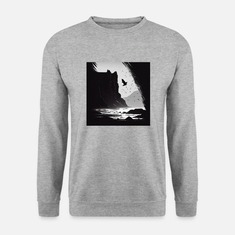 rough sea with cliffs - Unisex Pullover - Weißgrau meliert
