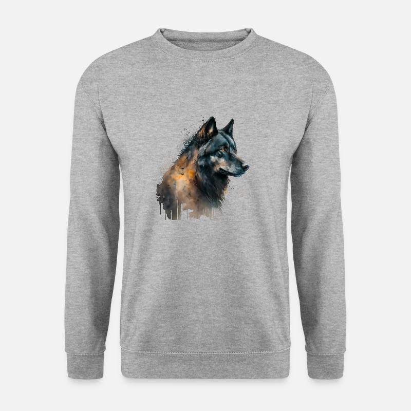 Watercolour Wolf - Unisex Pullover - Weißgrau meliert