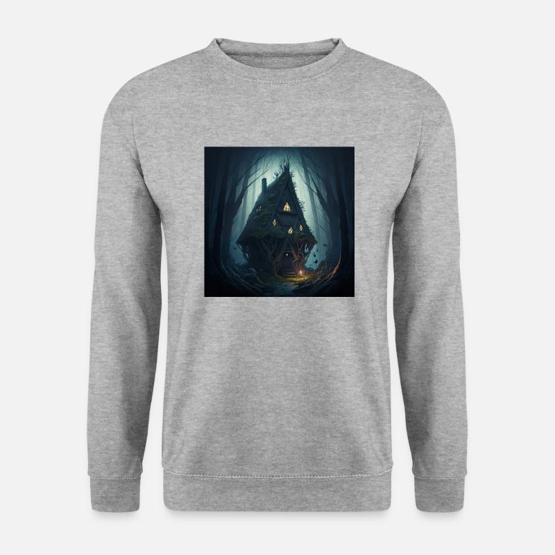 Hütte im Wald - Unisex Pullover - Weißgrau meliert