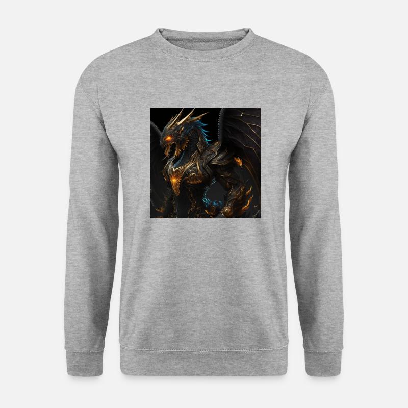 Die Morgendämmerung des Drachen Bahamut - Unisex Pullover - Weißgrau meliert