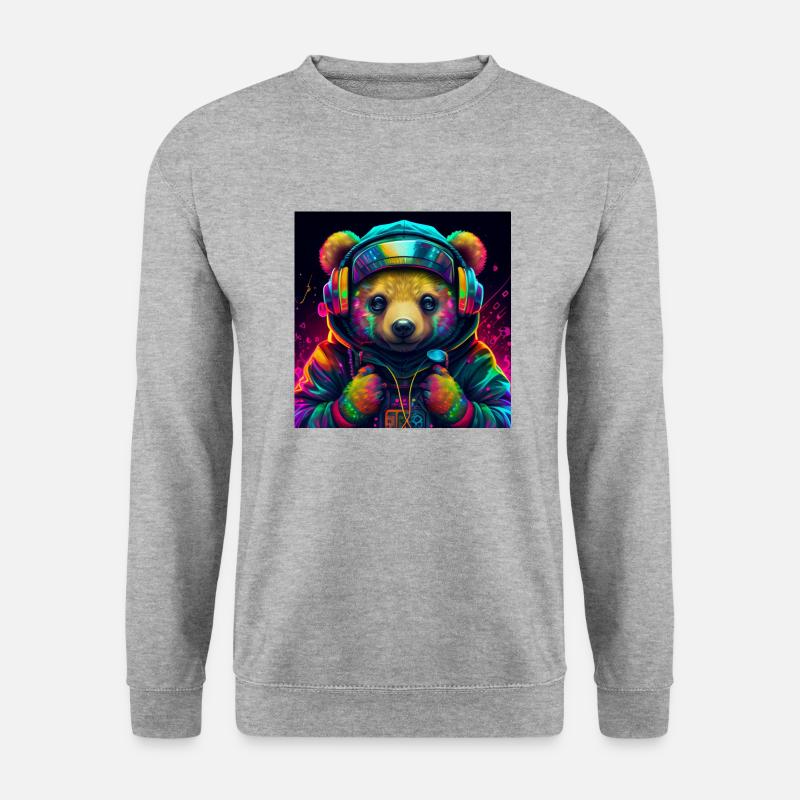 gangster gaming bär - Unisex Pullover - Weißgrau meliert