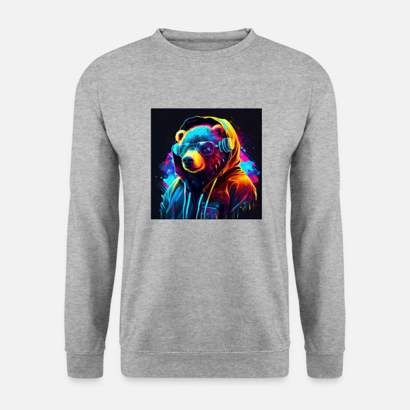 cool gaming bär - Unisex Pullover - Weißgrau meliert
