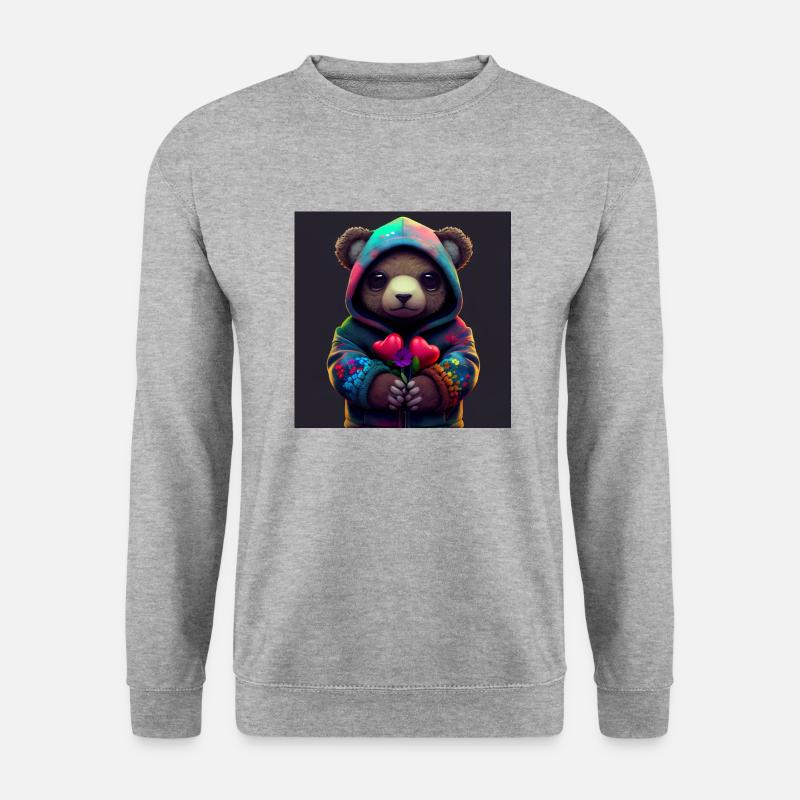 süßer teddy bär - Unisex Pullover - Weißgrau meliert