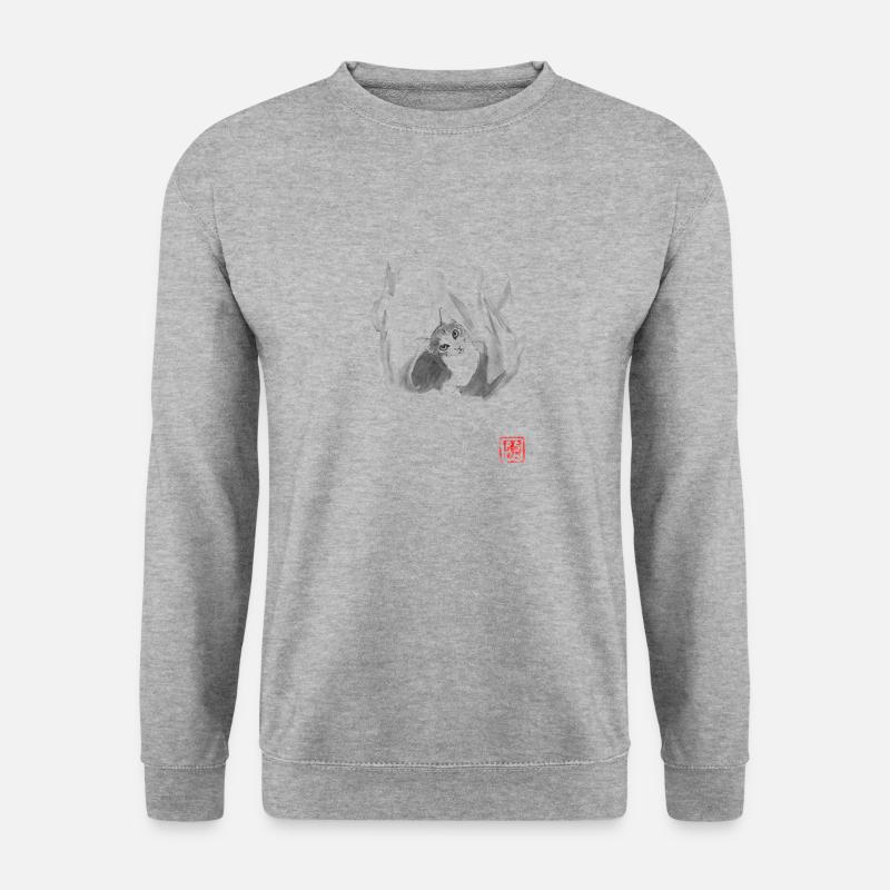 Die Katze im Sack - Unisex Pullover - Weißgrau meliert