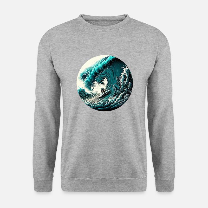 Riding the Wave - Unisex Pullover - Weißgrau meliert
