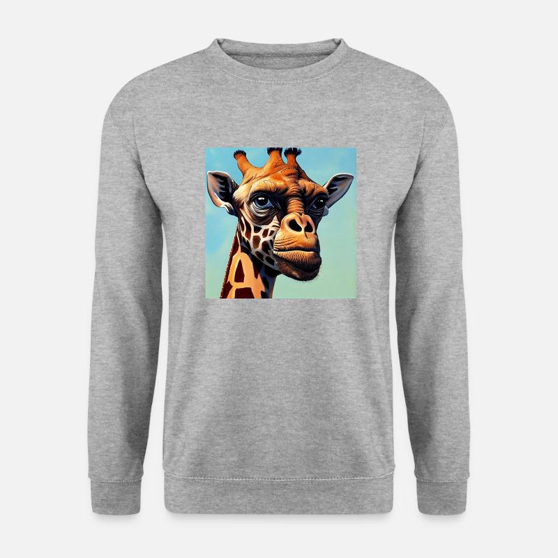 Giraffe mit Affengesicht - Unisex Pullover - Weißgrau meliert