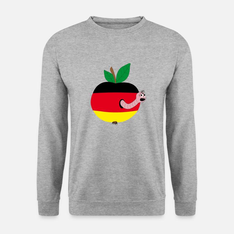 Apfel mit Wurm - Unisex Pullover - Weißgrau meliert