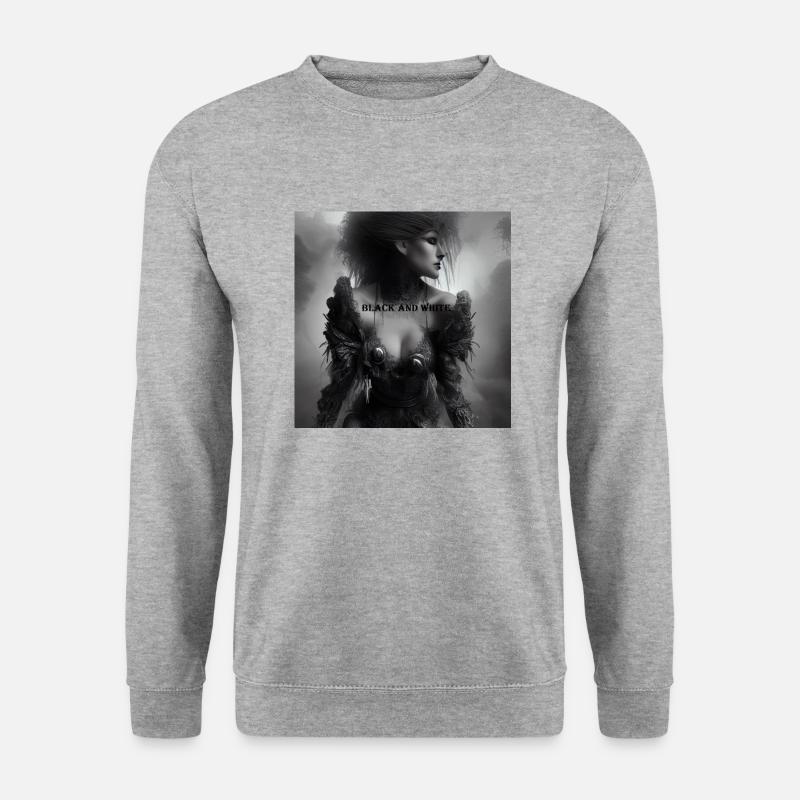 Frau Black and White still - Unisex Pullover - Weißgrau meliert