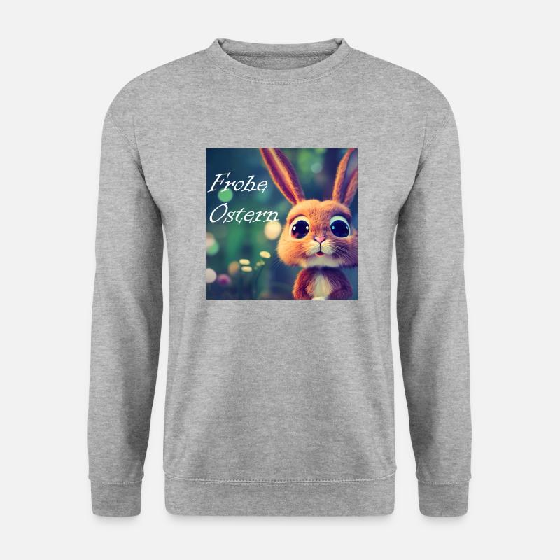 Osterhase FroheOstern - Unisex Pullover - Weißgrau meliert