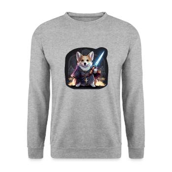CorgiKreuz-Ritter - Unisex Pullover - Weißgrau meliert - Vorne - Alina (178cm) & Michal (187cm)