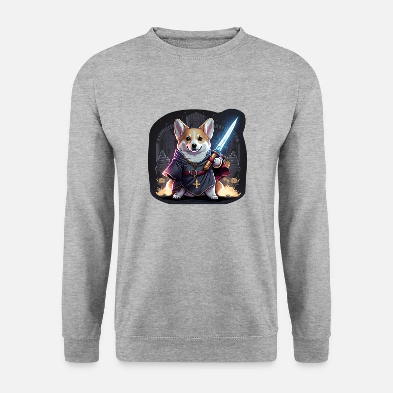 CorgiKreuz-Ritter - Unisex Pullover - Weißgrau meliert