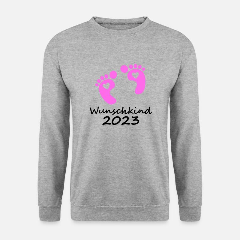 Wunschkind 2023 Mädchen - Unisex Pullover - Weißgrau meliert