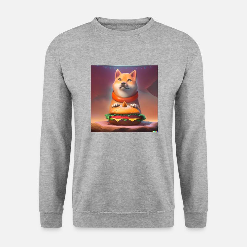 Ein wahrsagender Shiba Inu Hamburger digital art - Unisex Pullover - Weißgrau meliert