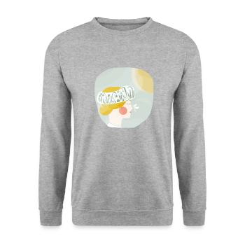 Frühlingssonne - Unisex Pullover - Weißgrau meliert - Vorne - Alina (178cm) & Michal (187cm)