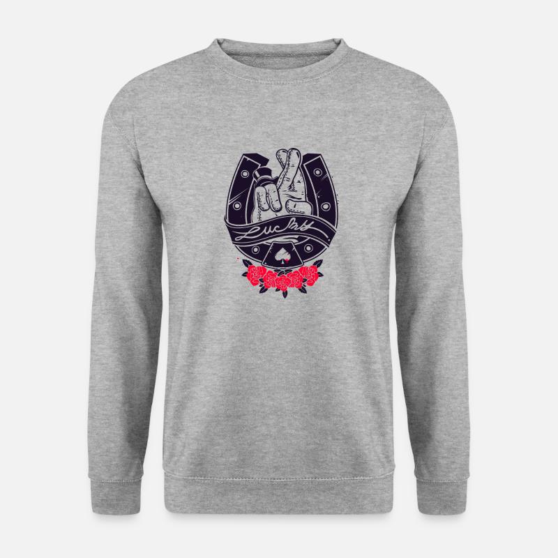 GLÜCKLICH - Unisex Pullover - Weißgrau meliert