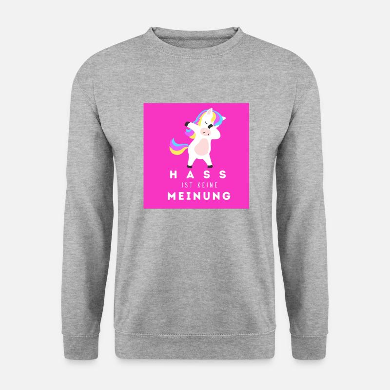 Einhorn Hass ist keine Meinung BLP - Unisex Pullover - Weißgrau meliert