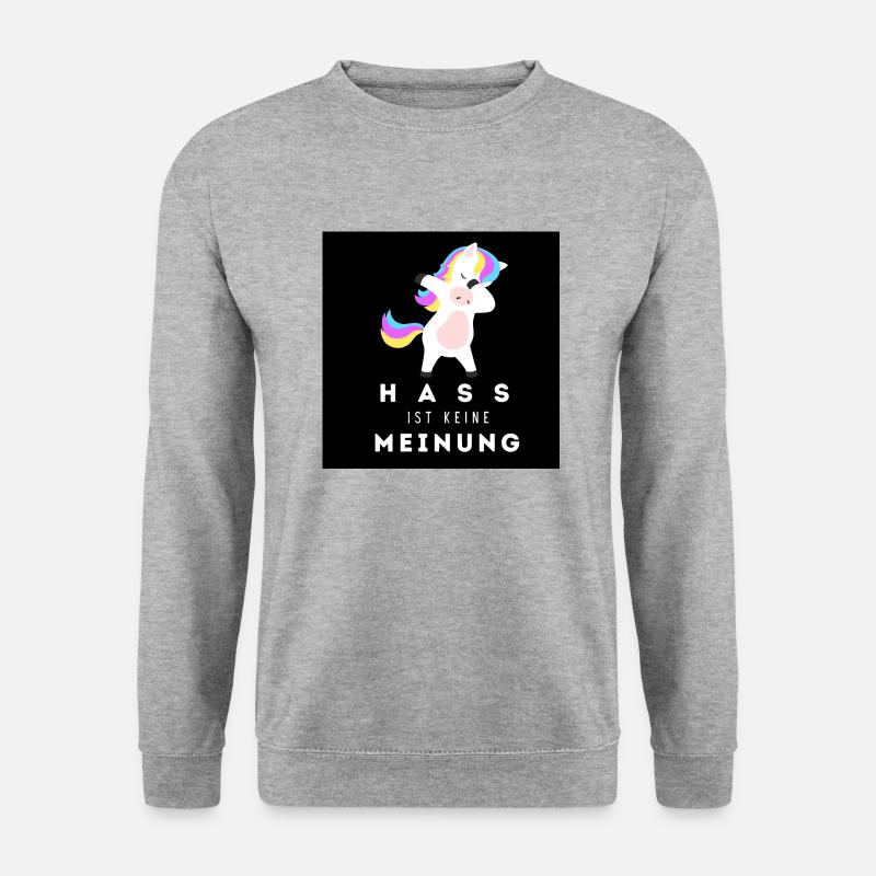 Einhorn Hass ist keine Meinung BS 2 - Unisex Pullover - Weißgrau meliert