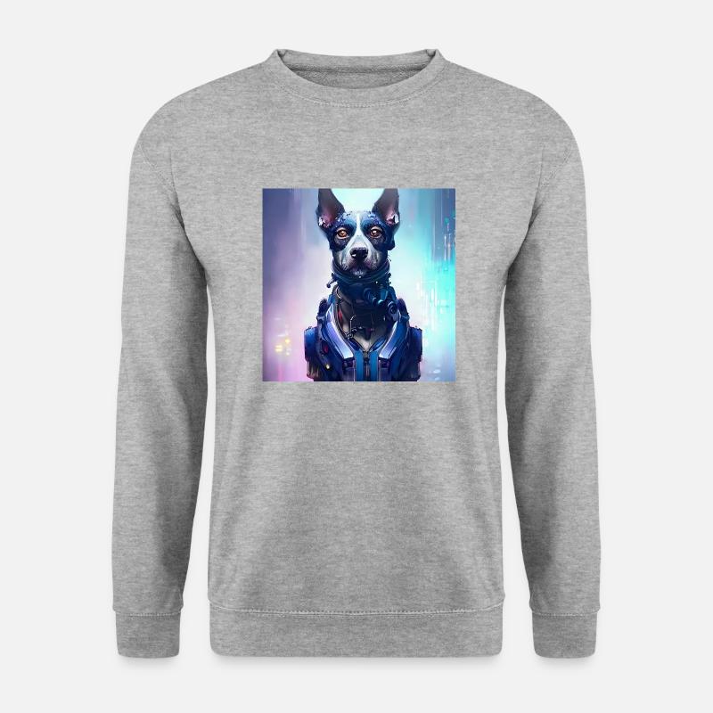 Futuristischer Hund - Unisex Pullover - Weißgrau meliert