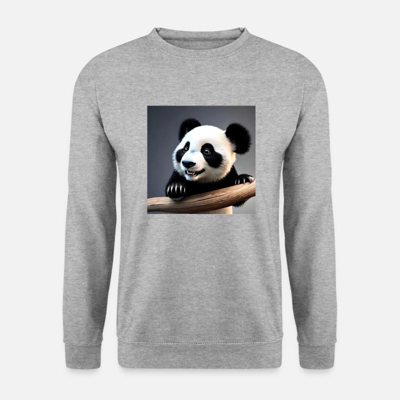 Panda - Unisex Pullover - Weißgrau meliert