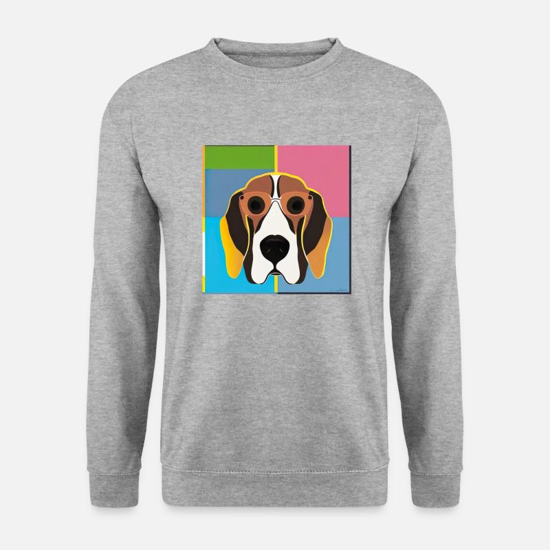 Pop Art Hund - Unisex Pullover - Weißgrau meliert