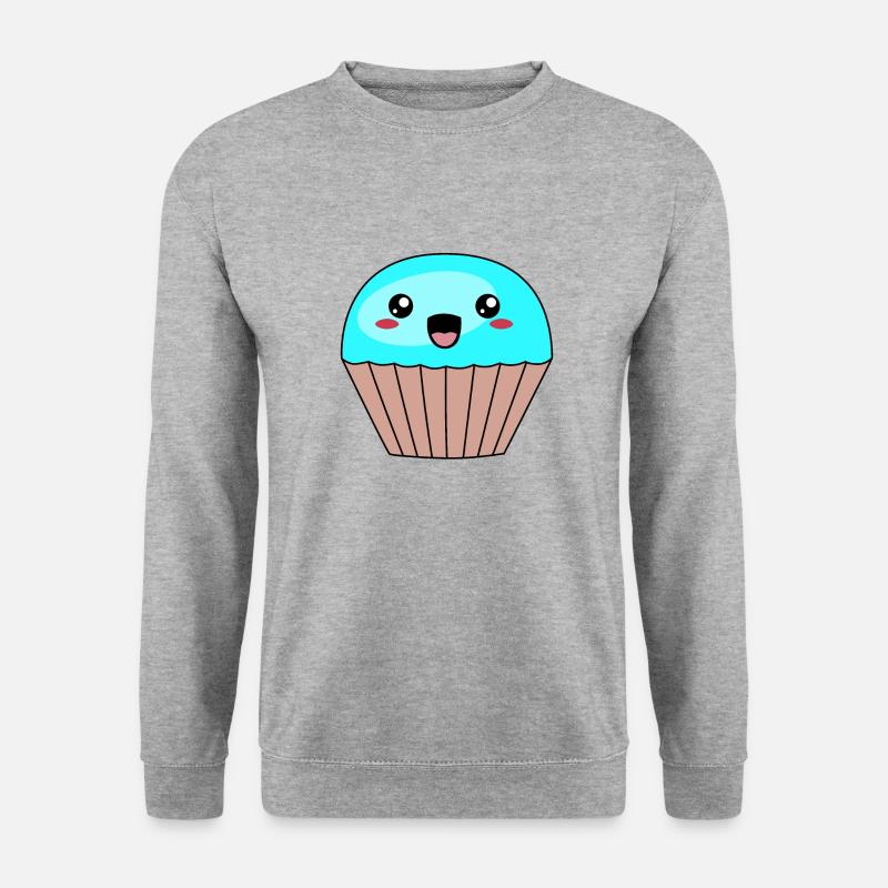 süßer blauer Muffin - Unisex Pullover - Weißgrau meliert