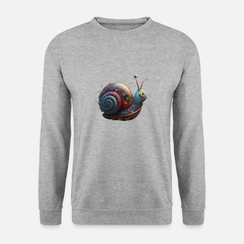 Schnecke in bunten Farben - Unisex Pullover - Weißgrau meliert
