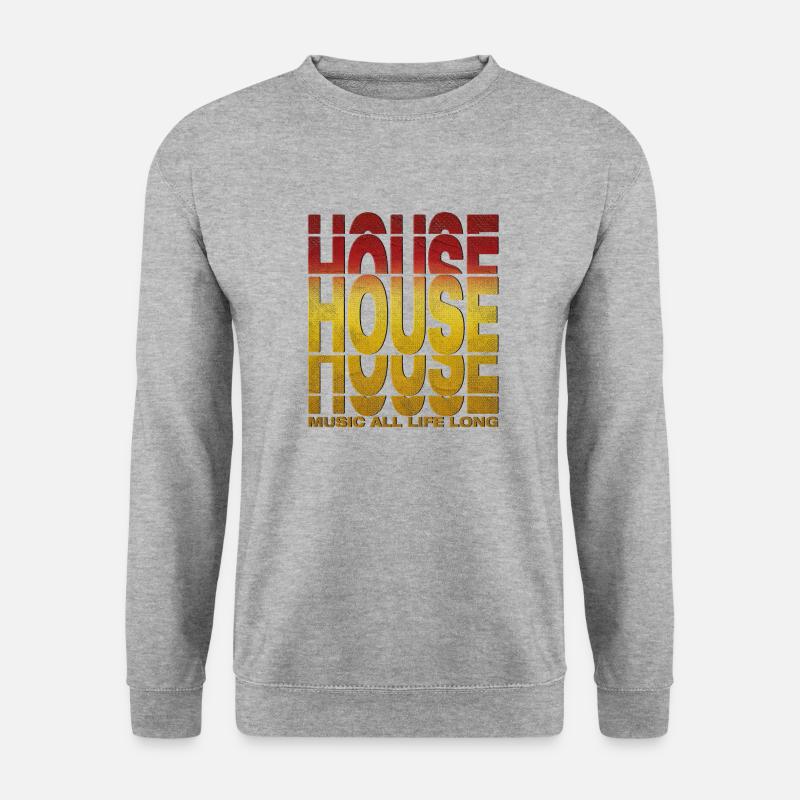 House-Musik Das ganze Leben lang, gestreckt verblassen - Unisex Pullover - Weißgrau meliert