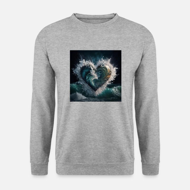 Herz aus Wasser - Unisex Pullover - Weißgrau meliert