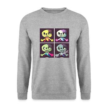 Cute Cartoon zombies - Unisex Pullover - Weißgrau meliert - Vorne - Alina (178cm) & Michal (187cm)