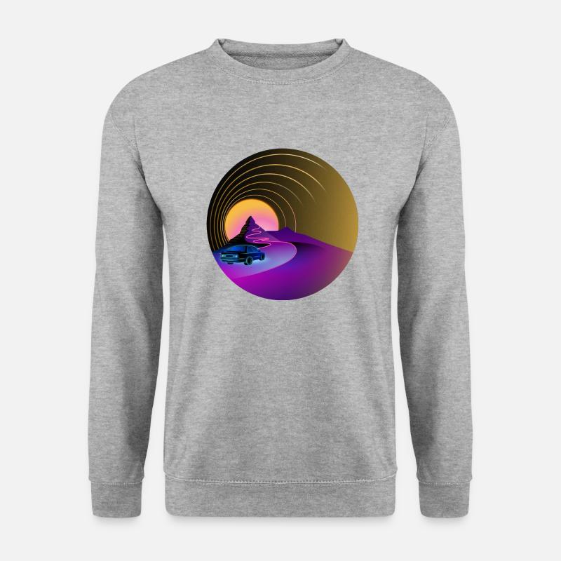 E30 - Retro - Synthwave - Style - Unisex Pullover - Weißgrau meliert
