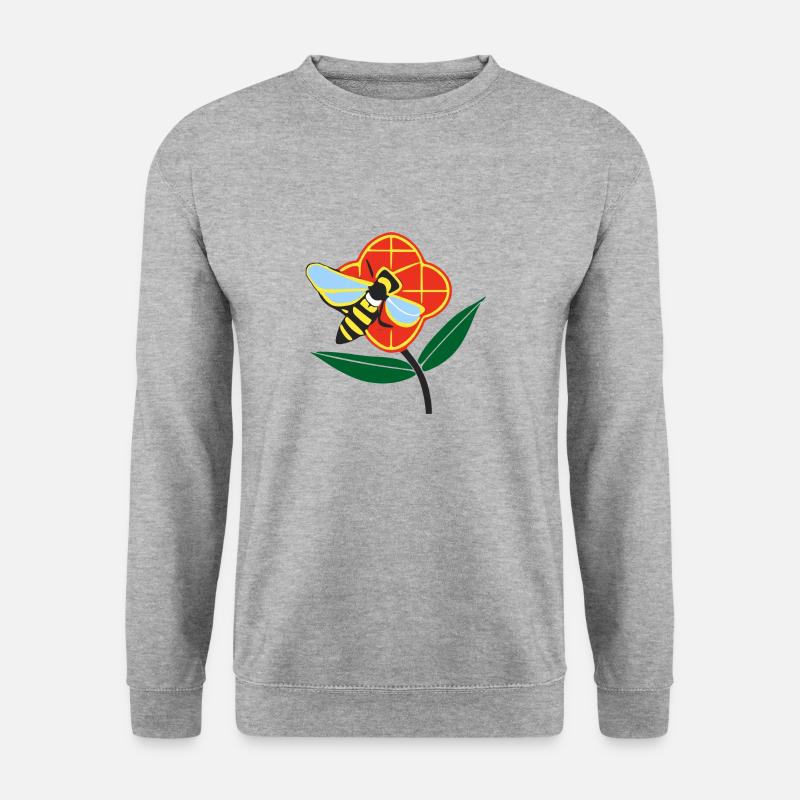 Biene auf Blume - Unisex Pullover - Weißgrau meliert
